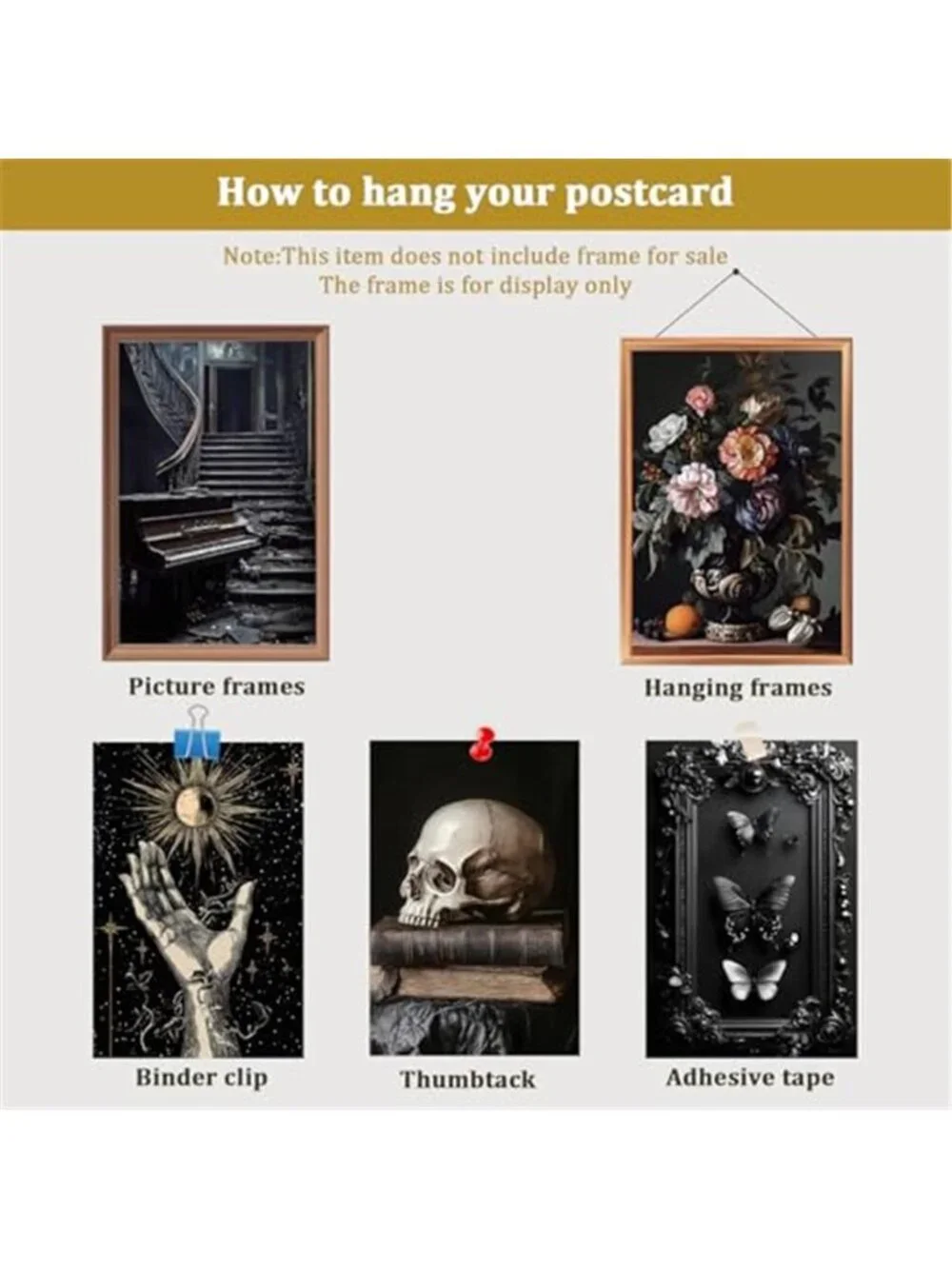 64 Pcs Moody Dark Academia Decor Vintage Postcards, Grunge Room Decor Gothic